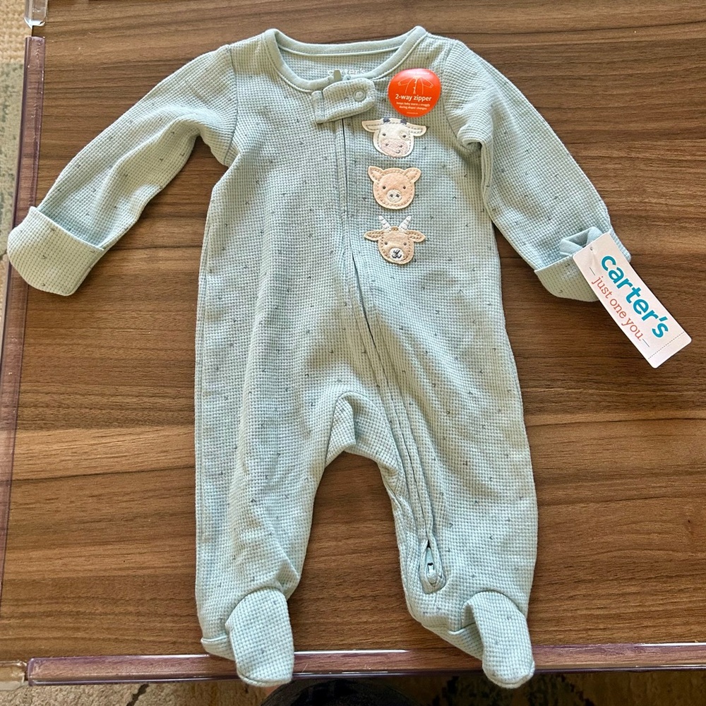 NWT Newborn Carter's Blue Farm Zip-Up